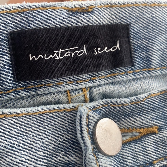 Mustard Seed cut off distressed high waist denim Jean shorts size M - Picture 3 of 5